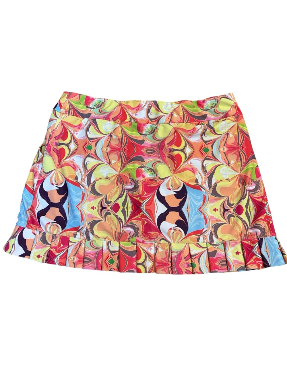 Tzu Tzu Orange and Green Tropical Print Golf Skort in Size XL